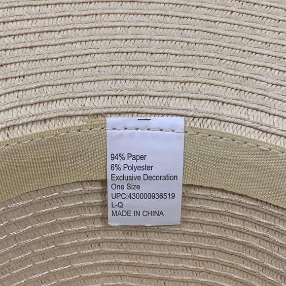 Large Black Tie Straw Floppy Sun Hat - Picture 3 of 3